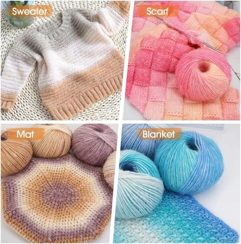 1PCS Gradient Spray Wool Yarn,Gradient Colorful Yarn,Multi Color Yarn for Crocheting,Soft Yarn for Knitting for Crocheting Sweater,Gloves,Scarf,DIY Toys. in Kuwait