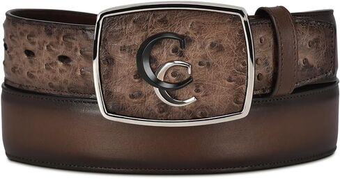 Cuadra Men's Western Belt in Ostrich Leather Brown CV496A1 in Kuwait