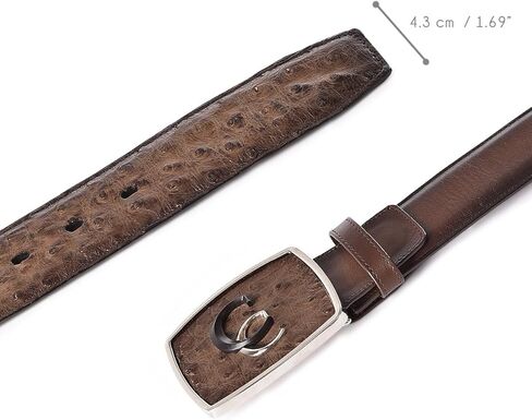 Cuadra Men's Western Belt in Ostrich Leather Brown CV496A1 in Kuwait