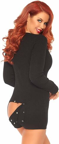 Leg Avenue Women's Ribbed Long Johns Romper With Cheeky Back Flap in Saudi Arabia