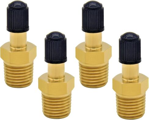 1/8 "NPT ذكر خزان صمام النحاس التضخم شريدر صمام مع صمام الأساسية القياسية، وذلك باستخدام مع ضاغط الهواء مع قبعات الختم 4 قطعة in Kuwait