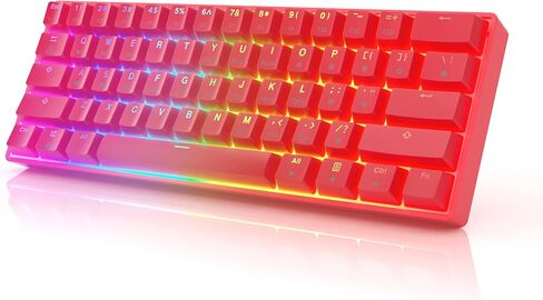 HK Gaming GK61 Mechanical Gaming Keyboard 60 Percent | 61 RGB Rainbow LED Backlit Programmable Keys | USB Wired | for Mac and Windows PC | Hotswap Gateron Mechanical Yellow Switches | Red in Kuwait