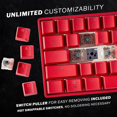 HK Gaming GK61 Mechanical Gaming Keyboard 60 Percent | 61 RGB Rainbow LED Backlit Programmable Keys | USB Wired | for Mac and Windows PC | Hotswap Gateron Mechanical Yellow Switches | Red in Kuwait
