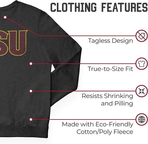 سترة من الصوف بياقة دائرية للبالغين من الرابطة الوطنية لرياضة الجامعات (NCAA) - مزيج القطن - ابق دافئًا وتمثل فريقك بأناقة in Kuwait