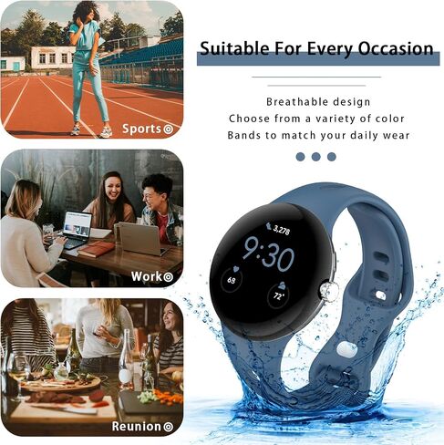 Slim Bands Compatible with Google Pixel Watch Band Adjustable Breathable Soft Silicone Sport Replacement Watch Band Straps Wristbands Bracelet for Google Pixel Watch 2/1 in Saudi Arabia