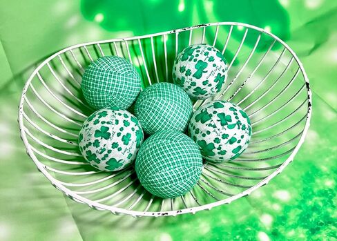 كرات مغلفة بنسيج Plaid N Clovers St Patricks Day - مجموعة من الجرم السماوي لحشو وعاء الجاموس الأخضر ووعاء النفل in Saudi Arabia