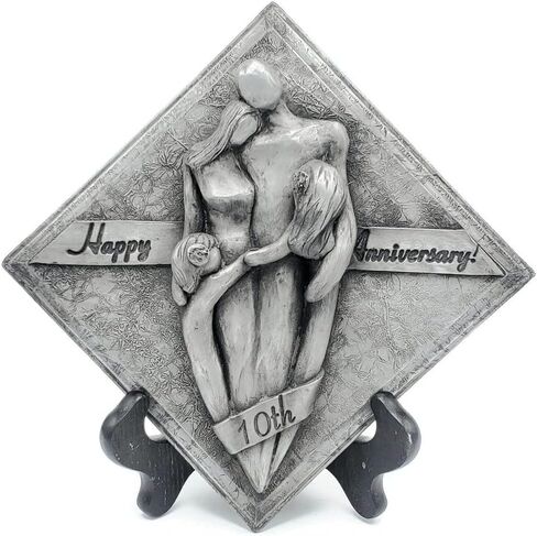 10th Anniversary Family of Four Aluminum Plaque, Tin Anniversary Gift, Tenth Wedding Anniversary Gift for Husband and Wife (Two Boys) in Saudi Arabia