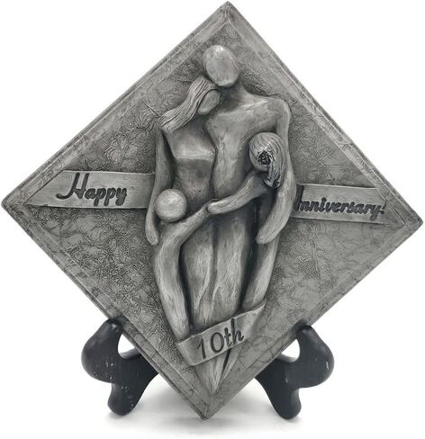10th Anniversary Family of Four Aluminum Plaque, Tin Anniversary Gift, Tenth Wedding Anniversary Gift for Husband and Wife (Two Boys) in Saudi Arabia
