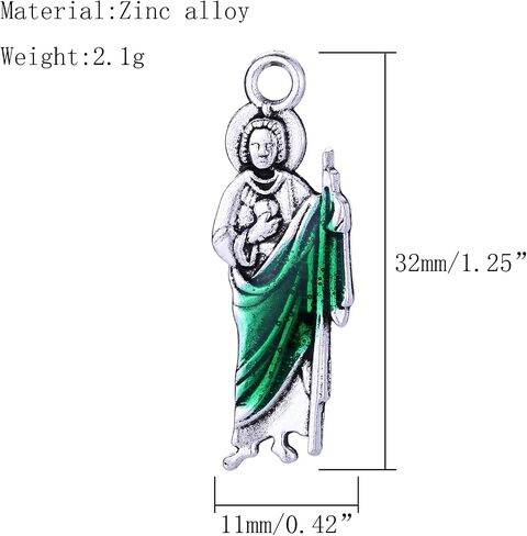 30pcs Calvas St Jude Medal Charms Catholic Patron Saint Medal Tubes Crucifix Charms for DIY Rosary Earring Necklace Jewelry Making in Saudi Arabia
