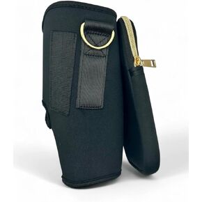 Buc-ee's Insulated Tumbler Holder, Black Crossbody Carrier with Zipper Pockets, Gold Hardware in Kuwait
