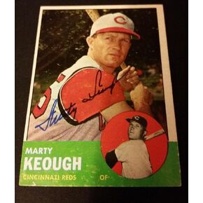 Marty Keough S 1963 Topps #21 Sox Cubs Authentic Motograph JG2 - بطاقات البيسبول الموقعة in Saudi Arabia