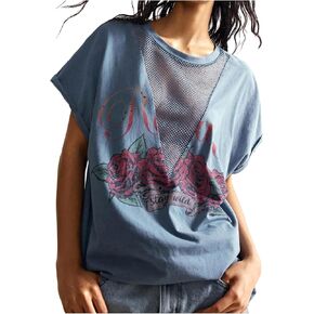 SOLY HUX Women's Vintage Graphic Tees Mesh Short Sleeve Goth Y2k T Shirt Summer Tops Streetwear in Saudi Arabia