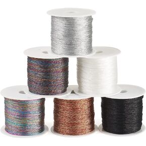 Cheriswelry 6 Rolls 0.4mm الحبل المعدني الحبل الصحيح لصنع الحرفاء مصفرة Kumihimo مجوهر in Kuwait