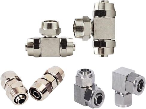 30pcs pv pe pu pu pu puper copper pneumatic الهواء الموصل السريع t/l type od 4 6 8 10 12mm لتوصيل مفصل أنبوب خرطوم سريع (pv8) in Kuwait