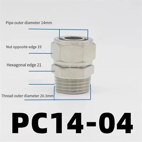 OD PC 14 16mm Thread-m5 m6 1/8 3/8 1/2" 1/4" BSPT air Pneumatic Pipe Fittings Quick Connector for Hose Tube Connectors(PC14-03) in Saudi Arabia