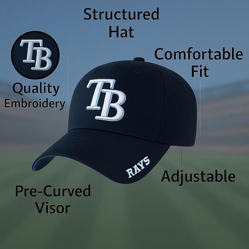 Officially Licensed Tampa Bay Classic Edition Baseball Hat Navy Blue Home Team Logo Adjustable Embroidered Structured Cap in Saudi Arabia