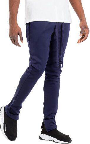 WEIV GEAR Men’s Track Pants – Casual Drawstring Elastic Waist Ankle Zipper Skinny Fit Sweatpants Joggers Workout Active in Kuwait