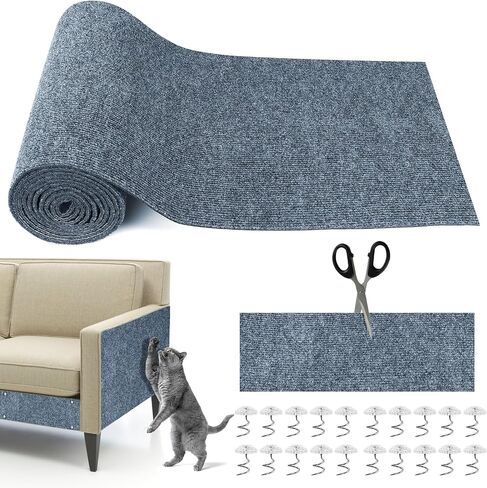 Cat Scratching Mat, 118" x 15.8" Self-Adhesive Trimmable Cat Scratching Carpet Mat with 20 Screws, DIY Cat Scratchers Furniture Protector for Indoor Cats, Couch, Wall and Cat Tree Shelves in Saudi Arabia