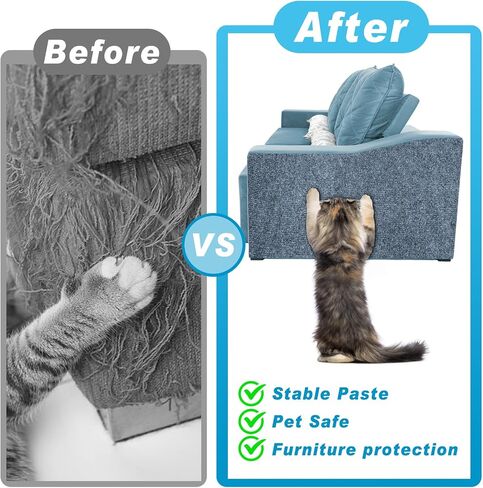 Cat Scratching Mat, 118" x 15.8" Self-Adhesive Trimmable Cat Scratching Carpet Mat with 20 Screws, DIY Cat Scratchers Furniture Protector for Indoor Cats, Couch, Wall and Cat Tree Shelves in Saudi Arabia