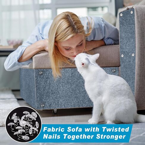 Cat Scratching Mat, 118" x 15.8" Self-Adhesive Trimmable Cat Scratching Carpet Mat with 20 Screws, DIY Cat Scratchers Furniture Protector for Indoor Cats, Couch, Wall and Cat Tree Shelves in Saudi Arabia