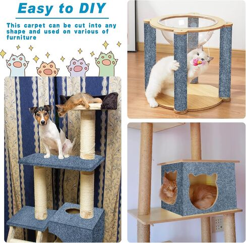 Cat Scratching Mat, 118" x 15.8" Self-Adhesive Trimmable Cat Scratching Carpet Mat with 20 Screws, DIY Cat Scratchers Furniture Protector for Indoor Cats, Couch, Wall and Cat Tree Shelves in Saudi Arabia