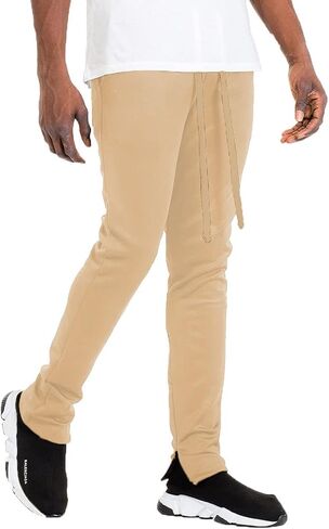 WEIV GEAR Men’s Track Pants – Casual Drawstring Elastic Waist Ankle Zipper Skinny Fit Sweatpants Joggers Workout Active in Kuwait