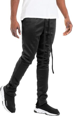 Weiv Gear Men's Track Pants - الرباط غير الرسمي مرن الخصر في الكاحل سحاب نحيل نحيف in Kuwait