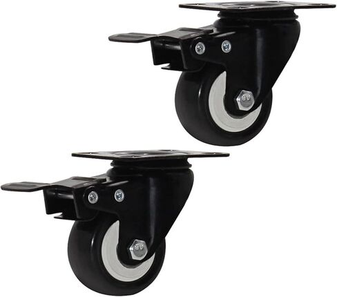 2-inch PU Casters with Brake Mute Industrial Trolley Flat Wheels Industrial Hardware 2Pcs in Saudi Arabia
