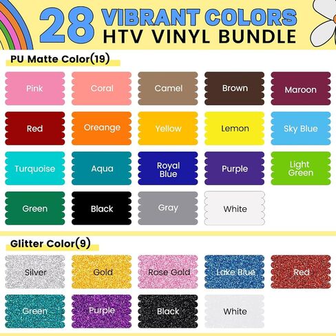 TECKWRAP HTV Heat Transfer Vinyl Bundle: 20 Sheets 12"x10" Iron on Vinyl Pack for T-Shirts, 20 Assorted Colors Heat Press Vinyl for Most Craft Cutter Machine & Fabric Designs in Saudi Arabia