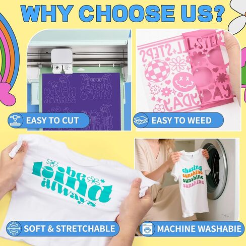 TECKWRAP HTV Heat Transfer Vinyl Bundle: 20 Sheets 12"x10" Iron on Vinyl Pack for T-Shirts, 20 Assorted Colors Heat Press Vinyl for Most Craft Cutter Machine & Fabric Designs in Saudi Arabia