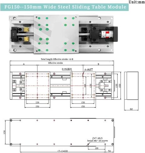 وحدة شريحة الصلب الثقيل لوح الوحدة النمطية SFS1605/SFS1610/SFS1620 السكتة الدماغية 100 ~ 1000mm 4*HGH15CA SLIDER SLIDER Mobile (SFS1605 800MM) in Kuwait