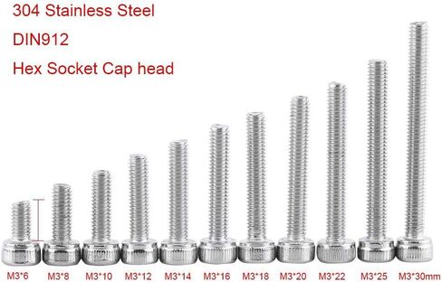 Hilitand 100pcs M3 SS304 Stainsal Steel Stex Hex Socket Procks Bolts for Industrial and Construction Hardeners (M3x30) in Kuwait