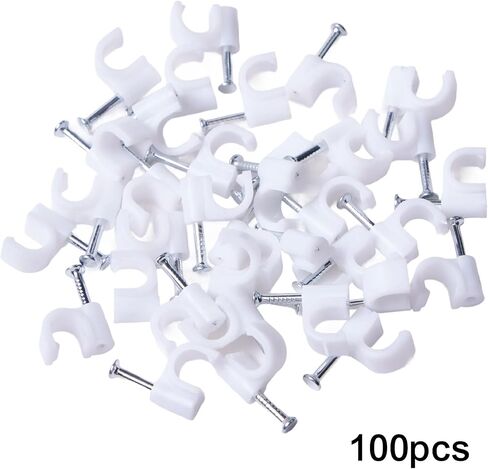 6mm (1/4 Inch) Tubing Clamps with Nails, 100-Pack White Half Clamp J-Hooks | Cable Pipe Support,Hangers in Kuwait