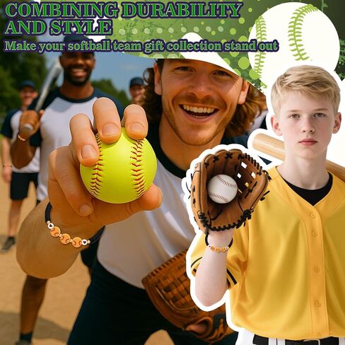 24 PCS Softball Bracelets Team Gifts – Adjustable Bead Charm Bracelets with Motivational Cards for Softball Players, Girls Team Party Favors, Sport Birthday Goodie Bag Bulk Supplies in Saudi Arabia