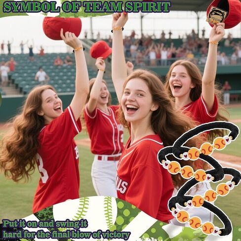 24 PCS Softball Bracelets Team Gifts – Adjustable Bead Charm Bracelets with Motivational Cards for Softball Players, Girls Team Party Favors, Sport Birthday Goodie Bag Bulk Supplies in Saudi Arabia