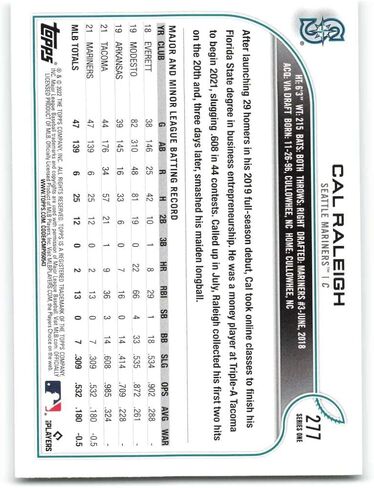 2022 Topps #277 Cal Raleigh NM-MT RC Rookie Mariners in Saudi Arabia