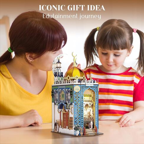 مجموعات زاوية الكتاب للبالغين ، ثلاثية الأبعاد Cat Cafe Wooden Puzzle DIY Miniature House Kit - Book Nook Shelf Insert Decoration لعشاق الكتب ، هدية ديكور المنزل (Cat Cafe) in Kuwait