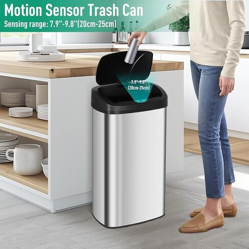 22 Gallon Trash Can Stainless Steel Motion Sensor Garbage Can with Lid, 82L Commercial Tall Recycle Garbage Bin for Kitchen, Home, Office, Sliver in Saudi Arabia