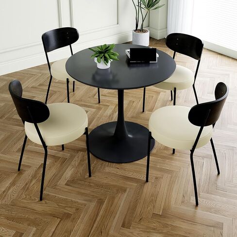 Modern Grey Simple Teddy Velvet Dining Chair Upholstered Family Bedroom Stool Back Dressing, Black Round Table Set in Saudi Arabia
