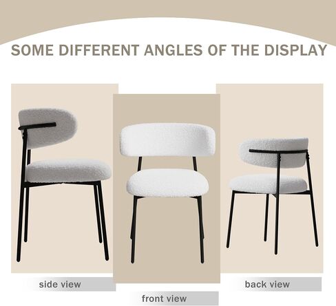 Dining Chairs Set of 2 White, Medieval Modern Dining Chairs, Teddy Velvet Stool with Metal Legs, Kitchen, Easy to Assemble Suitable for Home and Office use in Saudi Arabia