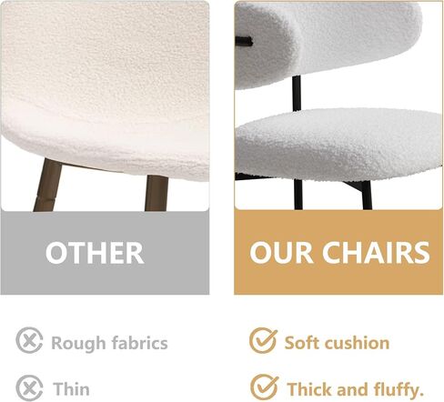 Dining Chairs Set of 2 White, Medieval Modern Dining Chairs, Teddy Velvet Stool with Metal Legs, Kitchen, Easy to Assemble Suitable for Home and Office use in Saudi Arabia