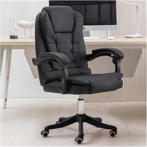 Thick Upholstered Kitchen Chairs Black Chair Office Home Computer Fixed Arm Swivel in Saudi Arabia