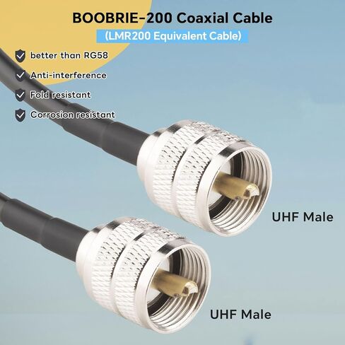 Boobrie 32.8ft uhf ذكر إلى الذكور Coxial Cable UHF PL259 إلى PL259 LOM LESS LMR200 مكافئ ، 50 أوم كابل راديو CB/HAM ، أفضل من RG58 ل VHF/UHF ، SWR متر ، راديو الهواة in Kuwait