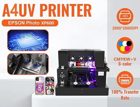 طابعة A3 XP600 UV ، دقة عالية 5760 * 1440DPI آلة الطابعة الأشعة فوق البنفسجية مع 32 * مساحة طباعة 32 سم وحامل الزجاجة ، لزجاجات الجلود المعدنية الأكريليك in Kuwait