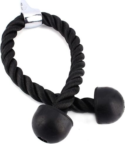 Triceps Rope, Push Pull Cord Multi Gym LAT Cable Attachment for Weight Stack Cable Equipment, Optimise Tricep Contraction, Large, Solid Rubber Ends for Comfortable Grip, Good in Saudi Arabia