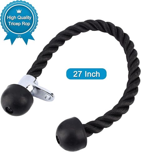 Triceps Rope, Push Pull Cord Multi Gym LAT Cable Attachment for Weight Stack Cable Equipment, Optimise Tricep Contraction, Large, Solid Rubber Ends for Comfortable Grip, Good in Saudi Arabia