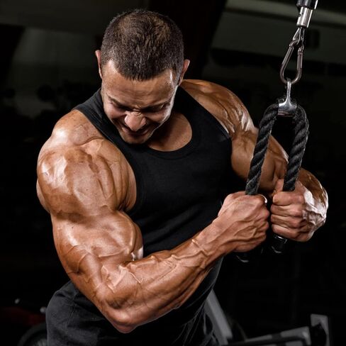 Triceps Rope, Push Pull Cord Multi Gym LAT Cable Attachment for Weight Stack Cable Equipment, Optimise Tricep Contraction, Large, Solid Rubber Ends for Comfortable Grip, Good in Saudi Arabia