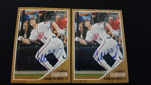 Charlie Culberson 2011 Topps Heritage #92 Squirrels Giants Signed Autograph JA15 - Baseball Slabbed Autographed Cards in Saudi Arabia