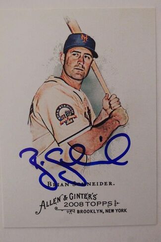 براين شنايدر نيويورك ميتوس توقيع 2008 Allen & Ginter #106 بطاقة موقعة 16C - MLB بطاقات البيسبول موقعة MLB in Kuwait
