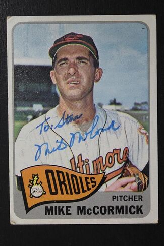 Mike McCormick 1965 Topps #343 Baltimore Orioles وقع توقيعه الأصيل M7 - بطاقات البيسبول الموقعة in Saudi Arabia